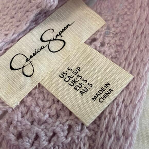 Jessica Simpson Crochet Knit Lavender Tie Top Size Small Boho Coastal western - Picture 6 of 7